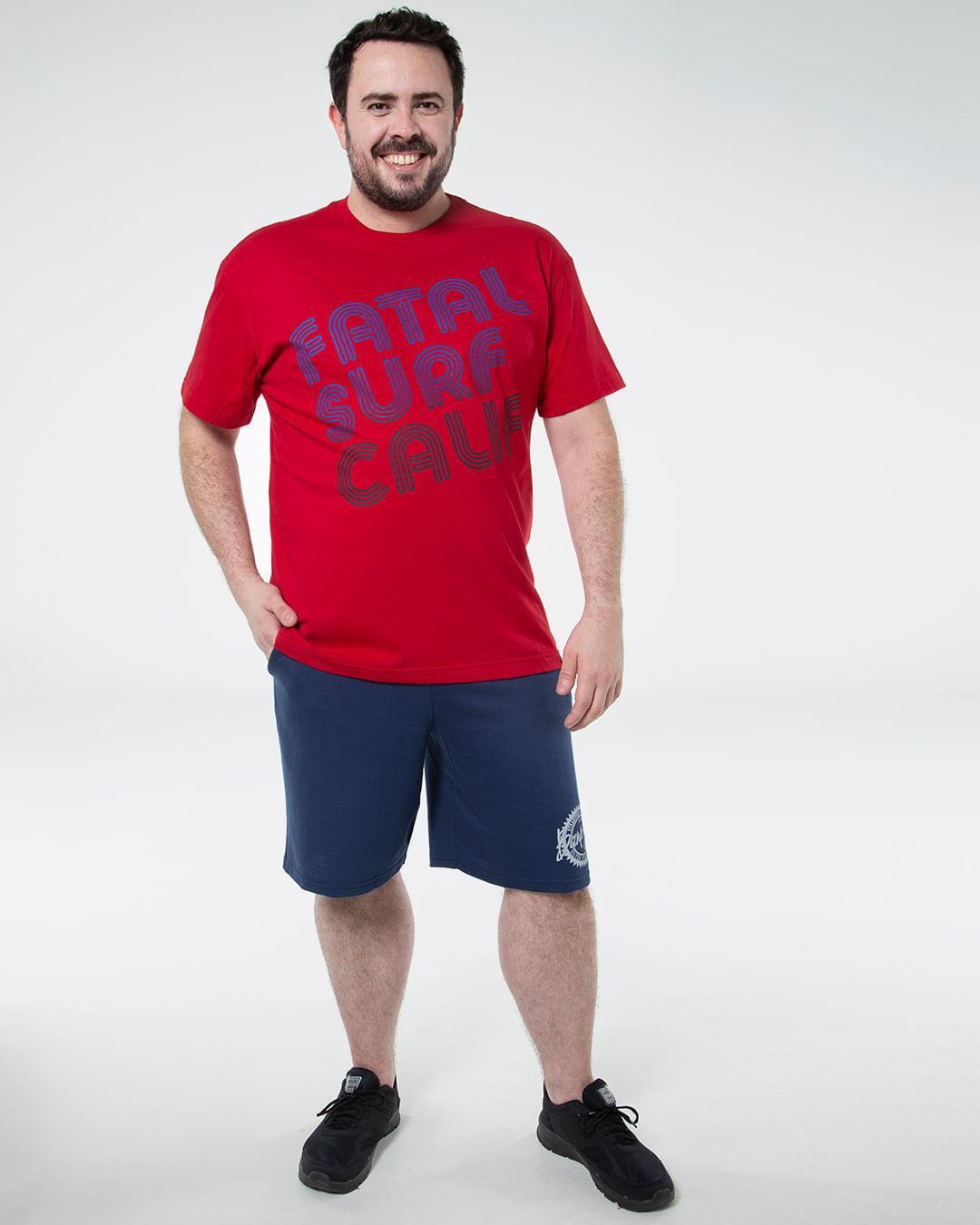 Camiseta-Masculina-Plus-Size-Estampada-Surf-Calif-Fatal-Vermelha