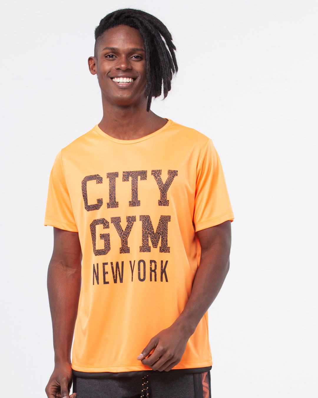 Camiseta-Masculina-Neon-Malha-Estampa-City-Gym-Laranja